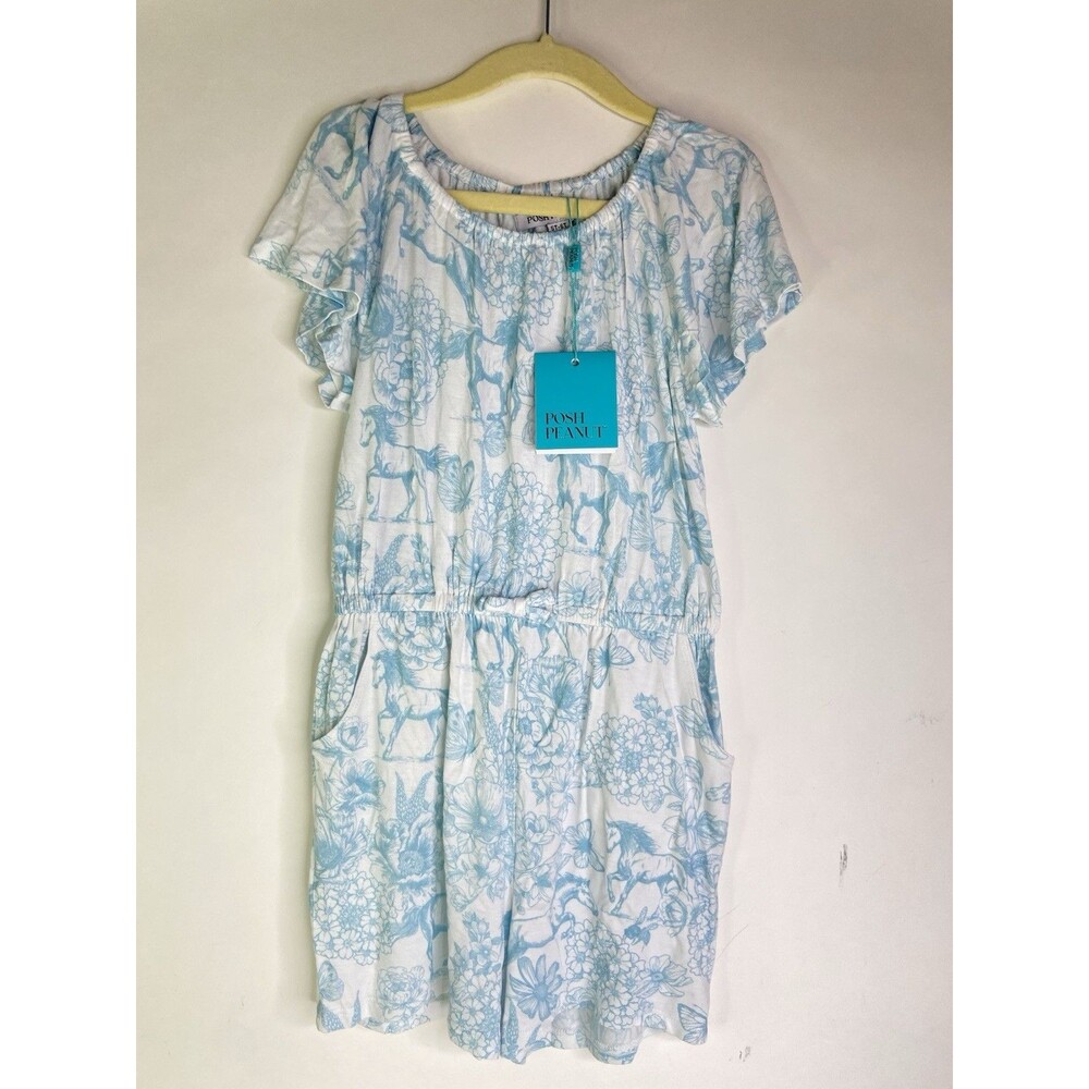 Posh Peanut Equestrian Horse Floral Print One Piece Romper Jumper Girls 5T-6T